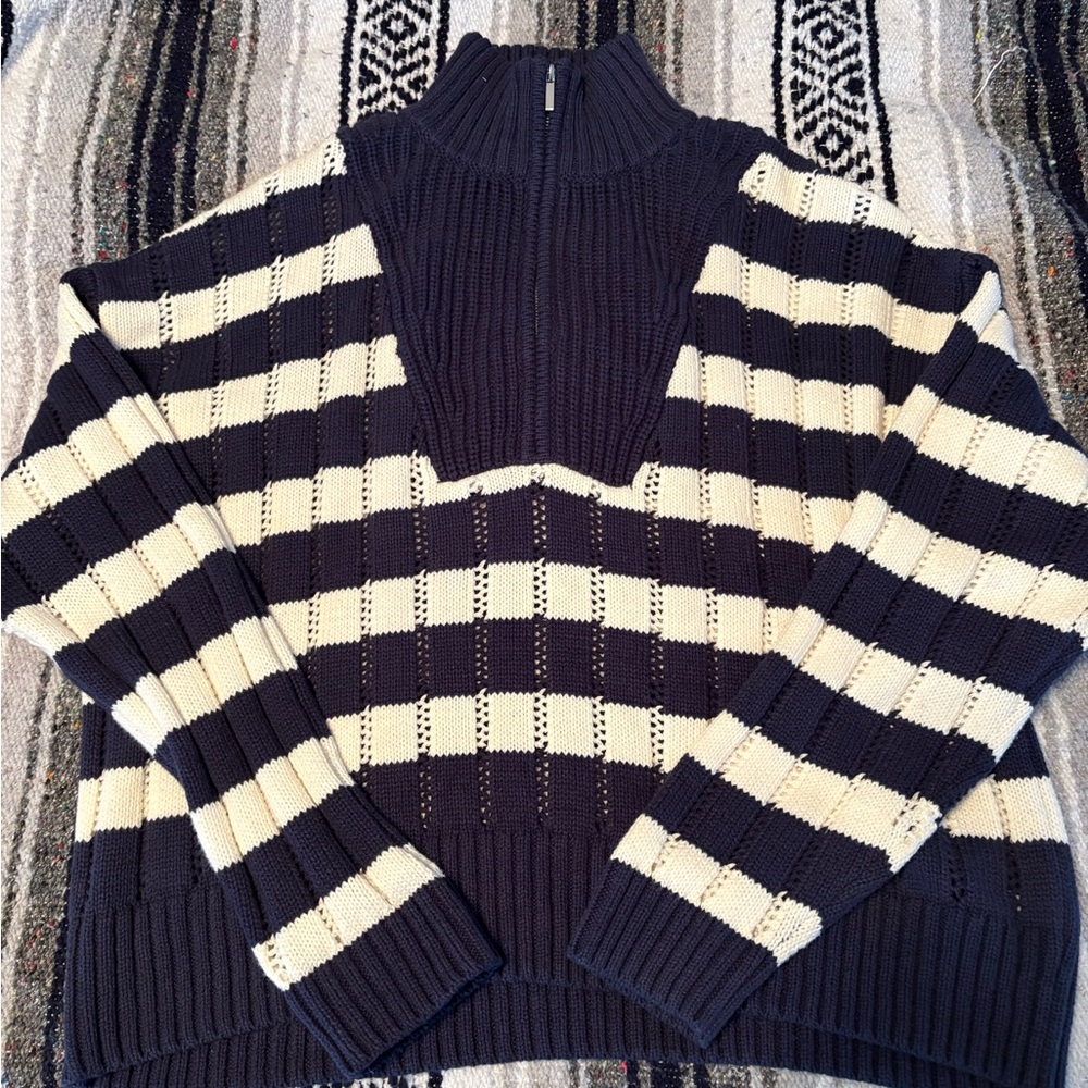 A New Day Purple and Cream Knit Sweater